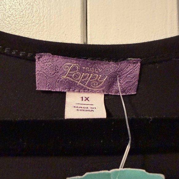 Truly Poppy Willard Lace Overlay Blouse Cobalt Blue Black Womens 1X Stitch Fix - Picture 3 of 11